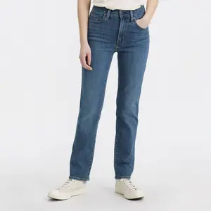 Levi's Women's High Rise Straight Leg Jeans Slim, Dark Blue Denim, 27