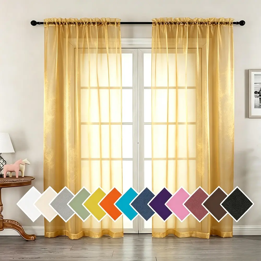 Classic Sheer Drapes, 2-Piece Rod Pocket Sheer Curtains Set, Suitable for Living Room, Bedroom, Household Textiles & Soft Furnishings