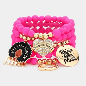 Black Girl Magic 5pc Beaded Bracelet Set