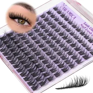 Thin Fluffy Eyelash Clusters 8-14mm Short Lashes Natural CC Curled False Eyelashes Extensions Individual Eyelash Extensions DIY Cluster Eyelash Extension Kit Eyelash Extensions Set Cosmetic Eyelashes Makeup Eyelash