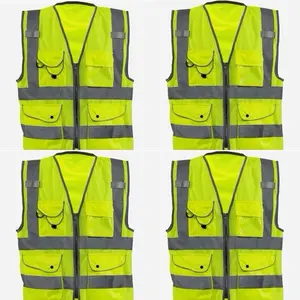 4-pack 54066A Neiko High Visibility Safety Vest ANSI Class 2, 9 Pockets, 5X-Large