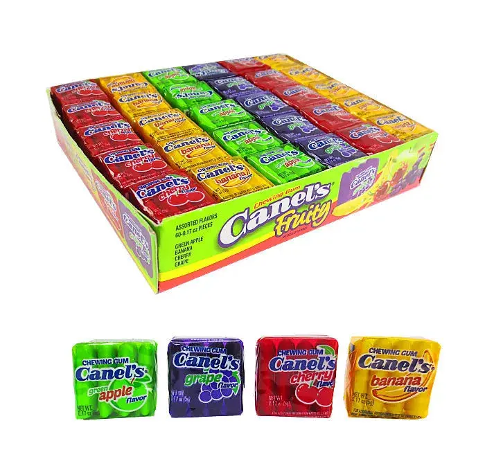 Canels Fruity Chewing Bubbe Gum Frutal Chicle Frutal Candy 60 Pieces
