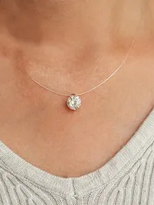 Transparent Fishline Pendant Necklace for Women, Invisible Chain Jewelry Gift, Mermaid Tear Drop Collar, Elegant Daily Wear Necklace