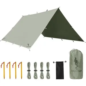 Camping Tarp Waterproof Portable Tarp Multifunctional Outdoor Camping Traveling Awning Backpacking Tarp Shelter Rain Tarp (Bean Green 10×10.5ft) Tent