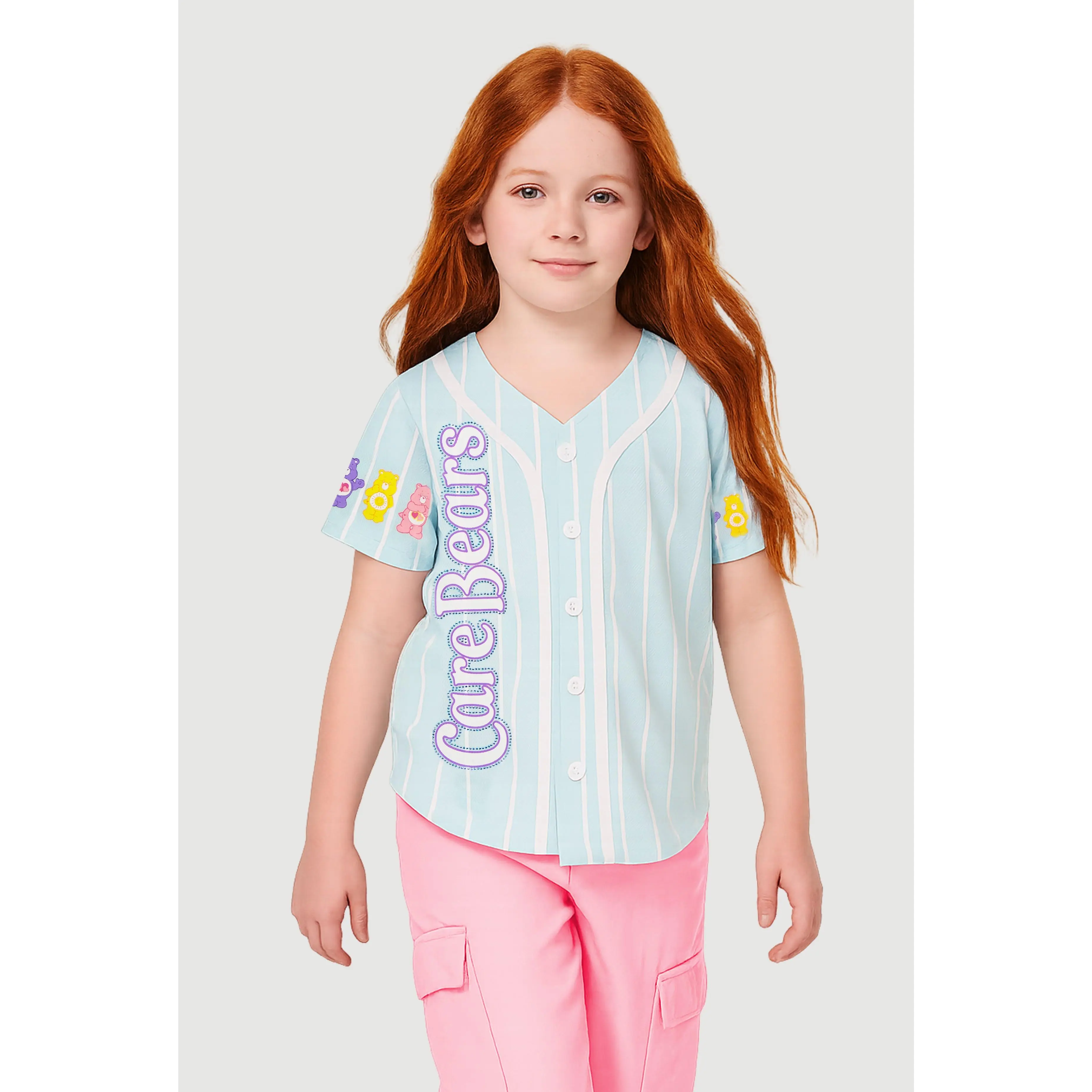 Little Girls Care Bears Graphic Baseball Jersey