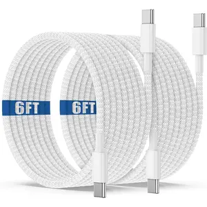 2Pack USB-C to USB-C Fast Charging Cable 6FT/10FT, 60W Fast Charger Cord for iPhone 16/15 Pro Max, MacBook Pro, iPad, Samsung Smartphones Cellphone