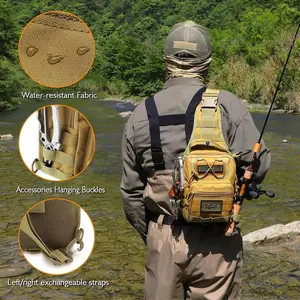 Fishing Backpack, Fly Fishing Shoulder Bag, Fishing Gear Bag, Waterproof|Wear-Resistant|Durable|Moore| EDC|Outdoor Tactical Crossbody Bag, Shoulder Bag for Men and Women, Suitable for Outdoor Shooting Range, Hiking, Fishing Camping, Daily Carrying Gym Bag