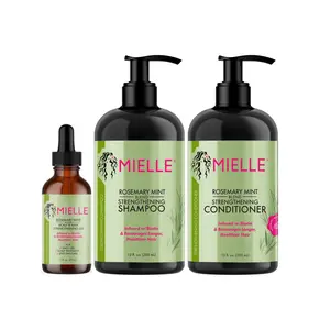 Mielle Organics Rosemary Mint Strengthening Haircare Bundle - Scented Blend Cleansing Shampoo, Intensive Conditioner & Growth Oil for Radiant Hair, All Hair Types, Nourishes Split Ends, Lightweight Organic Formula