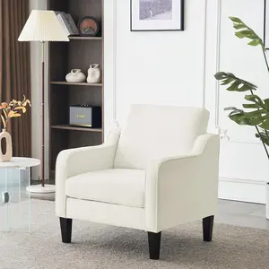 VINGLI Chair Upholstered Chenille Accent Chair for Living Room, Bedroom, Mid-Century Modern Arm Chair Comfy Reading Chair with Scooped Arms
