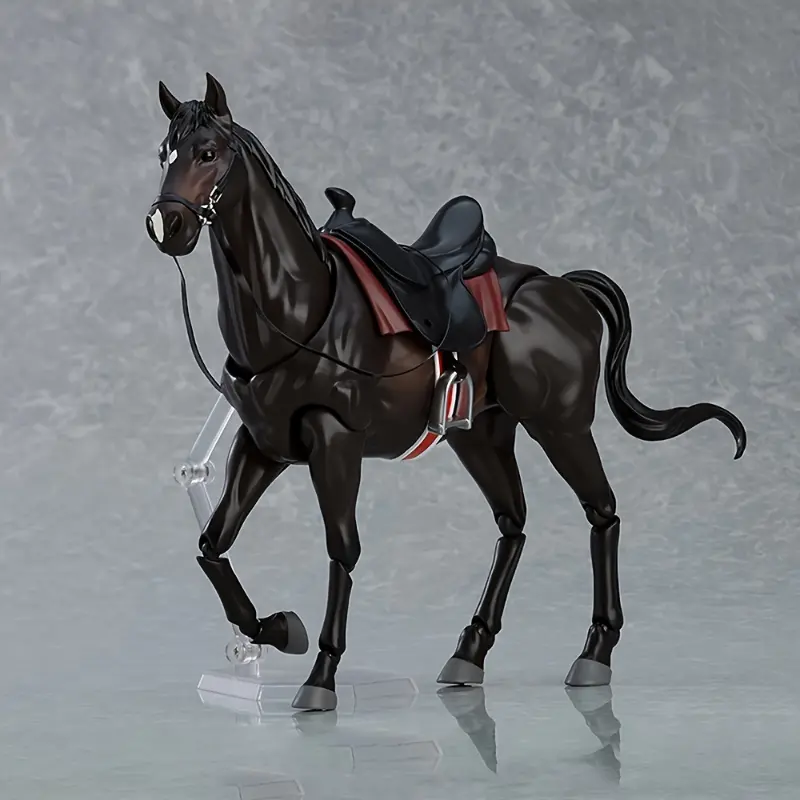 Collectible Black Stallion Figurine Art Toy - Poseable Equestrian Model with Removable Saddle, Bridle, Stand - Premium PVC Statue with Intricate Details, Ideal for Horse Enthusiasts, Display & Gifting (Age 14+)