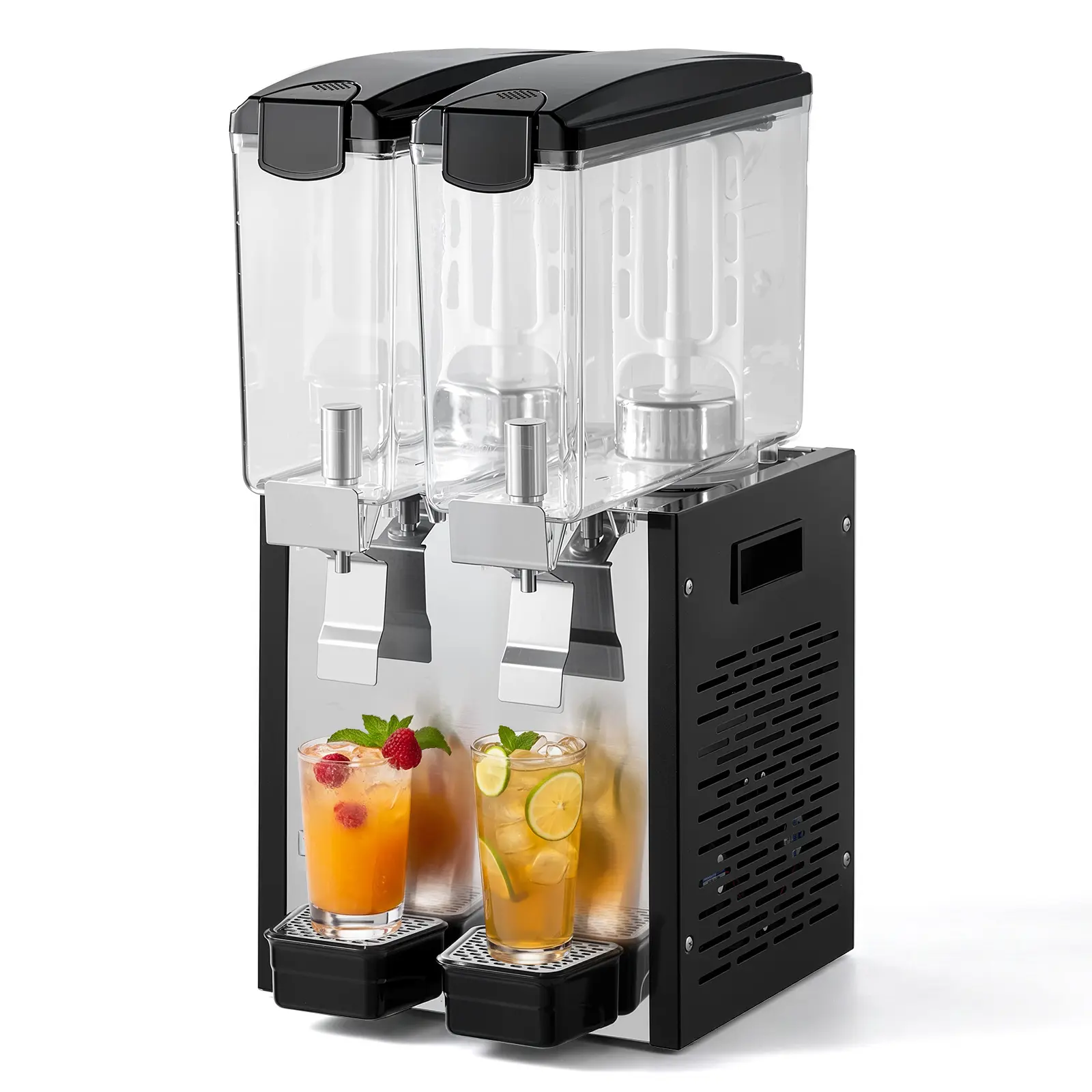 VEVOR Commercial Dual Dispensers Stainless Steel Beverage Dispenser, 2 Tanks (10L/10.6QT Per Tank) with 45℉-54℉ Cooling Temperature, Cooling Drink Machine for Restaurants, Bar Parties