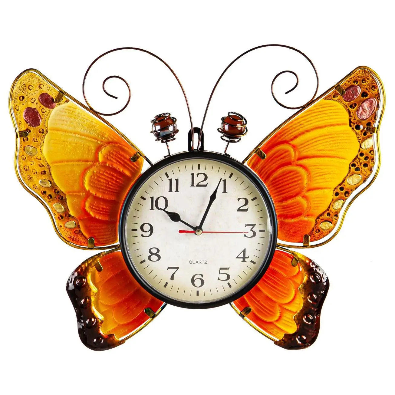 Evergreen Metal and Glass Shaped Wall Clock, Butterfly