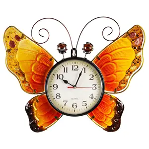 Evergreen Metal and Glass Shaped Wall Clock, Butterfly