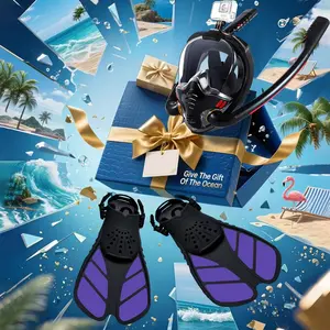 Professional Dual Tube Full Face Snorkel Mask, 180° Panoramic Anti-Fog Diving Mask, Adult Snorkeling Gear with Detachable Camera Mount