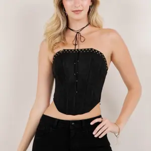 Ava Studded Suede Tube Corset Top