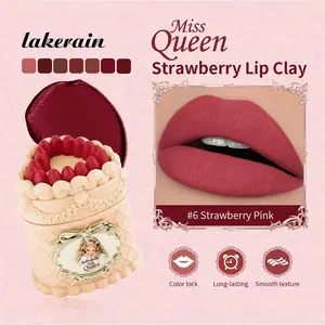 5ML Strawberry Cake Matte Lip Gloss, Long-Lasting Velvety Finish, Vibrant Mousse Lipstick, Perfect for Bold Looks