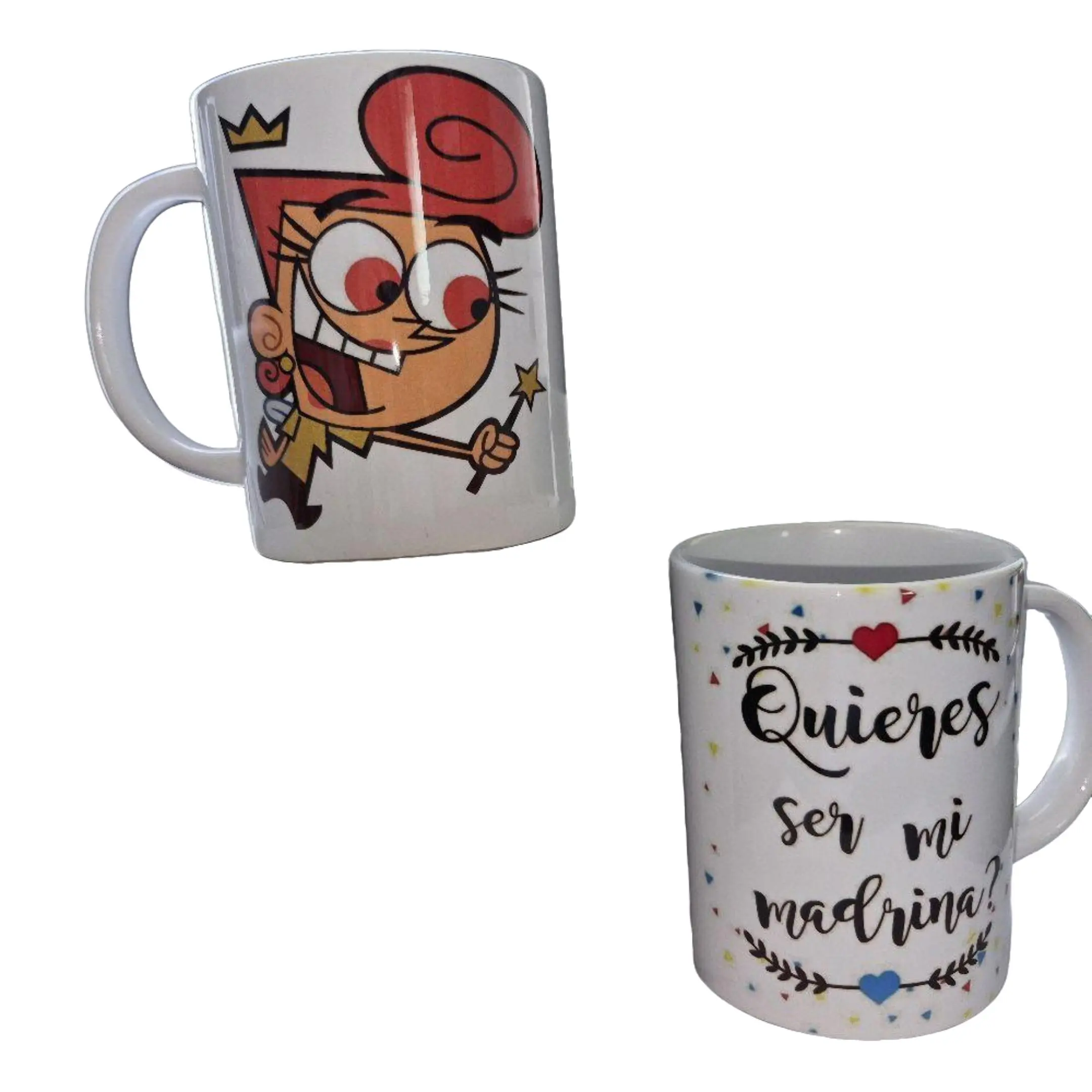 Ceramic "Will You Be My Godmother"/"Will You Be My Godfather" 2-Piece Reusable Build Mugs Set, Washable Kitchen Drinkware for Tea, Coffee, Special Occasions, Reuse
