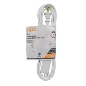 NEW 6 ft. Indoor Extension Cord – Light-Duty, Multi-Outlet & Perfect for Home Use! HDX