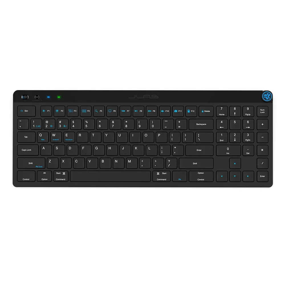 JLab JBuds Wireless Keyboard Multi-Device Bluetooth 5.2 with Shortcut Keys Number Pad & 10 Month Battery Life for Windows iOS MAC Android