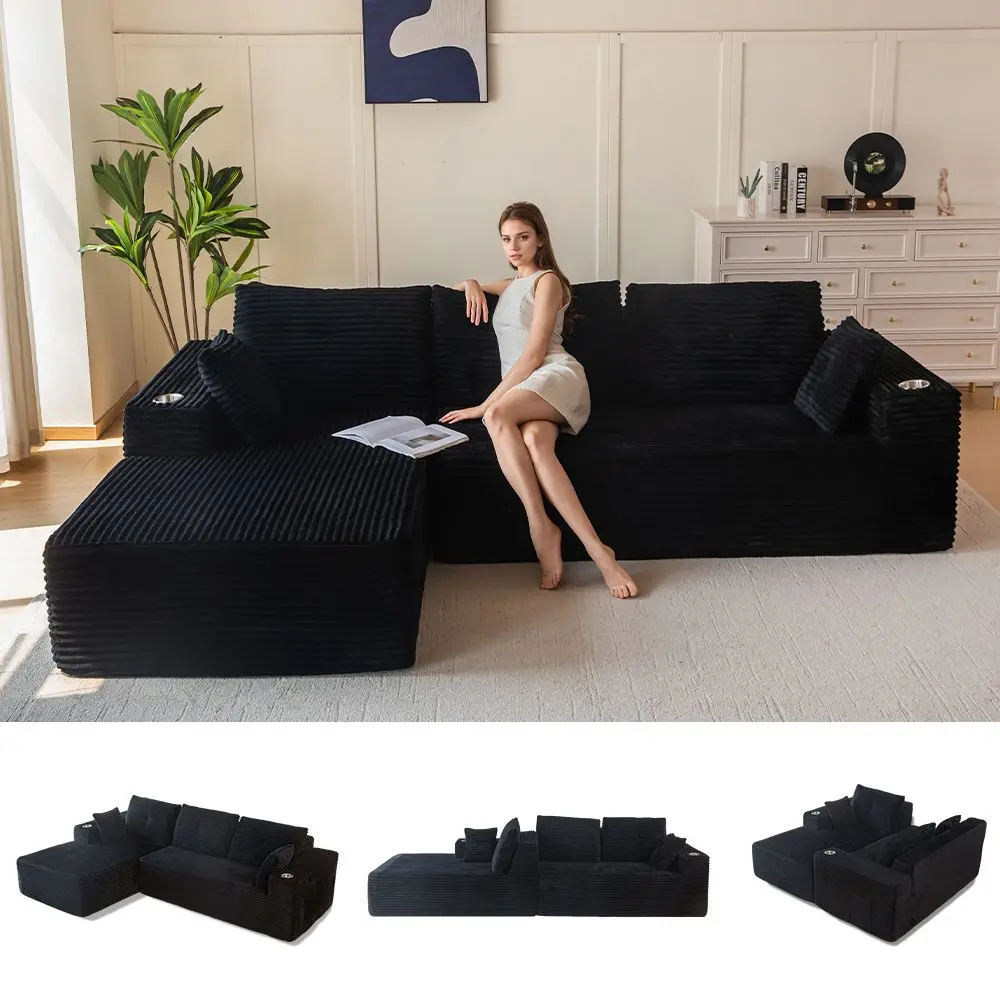 Black-Left Facing Chaise