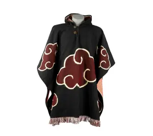 Anime Naruto Red Cloud Hand-Made Wool Poncho Anime Naruto Red Cloud Hand-Made Wool Poncho