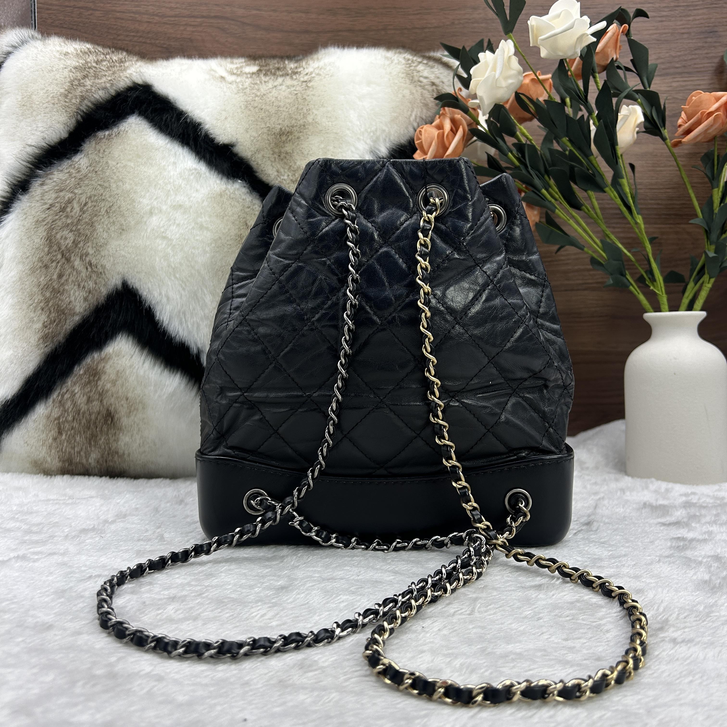 Pre-owned CHANEL Gabrielle "Wanderer" Series Drawstring Bucket Backpack 866