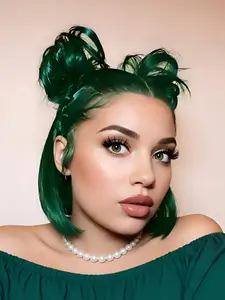 green color  bob human hair wig daily party use bob cut human hair wig for women 13X4 frontal lace short straight human hair wig Beginner Friendly Wig