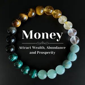 Crystal Money Attraction Bracelet with Tiger Eye, Malachite & Citrine Beaded Jewelry for Prosperity, Ideal Gift Jewelry for Men and Women, Mother's Day Gift summerwins Holiday Mindfulness
