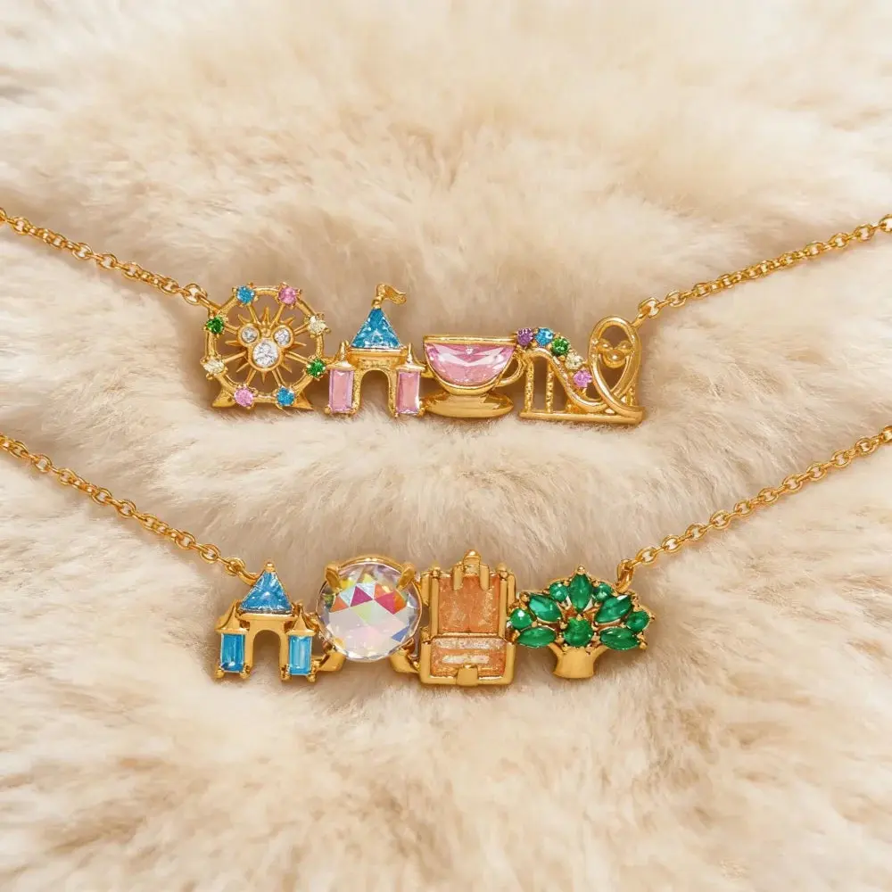 Whimsical Amusement Park Gem Pendant Necklace - Copper Metal Chain with Vibrant Multicolor Zircon Inlay, Elegant Unisex Jewellery for Party, Daily Wear