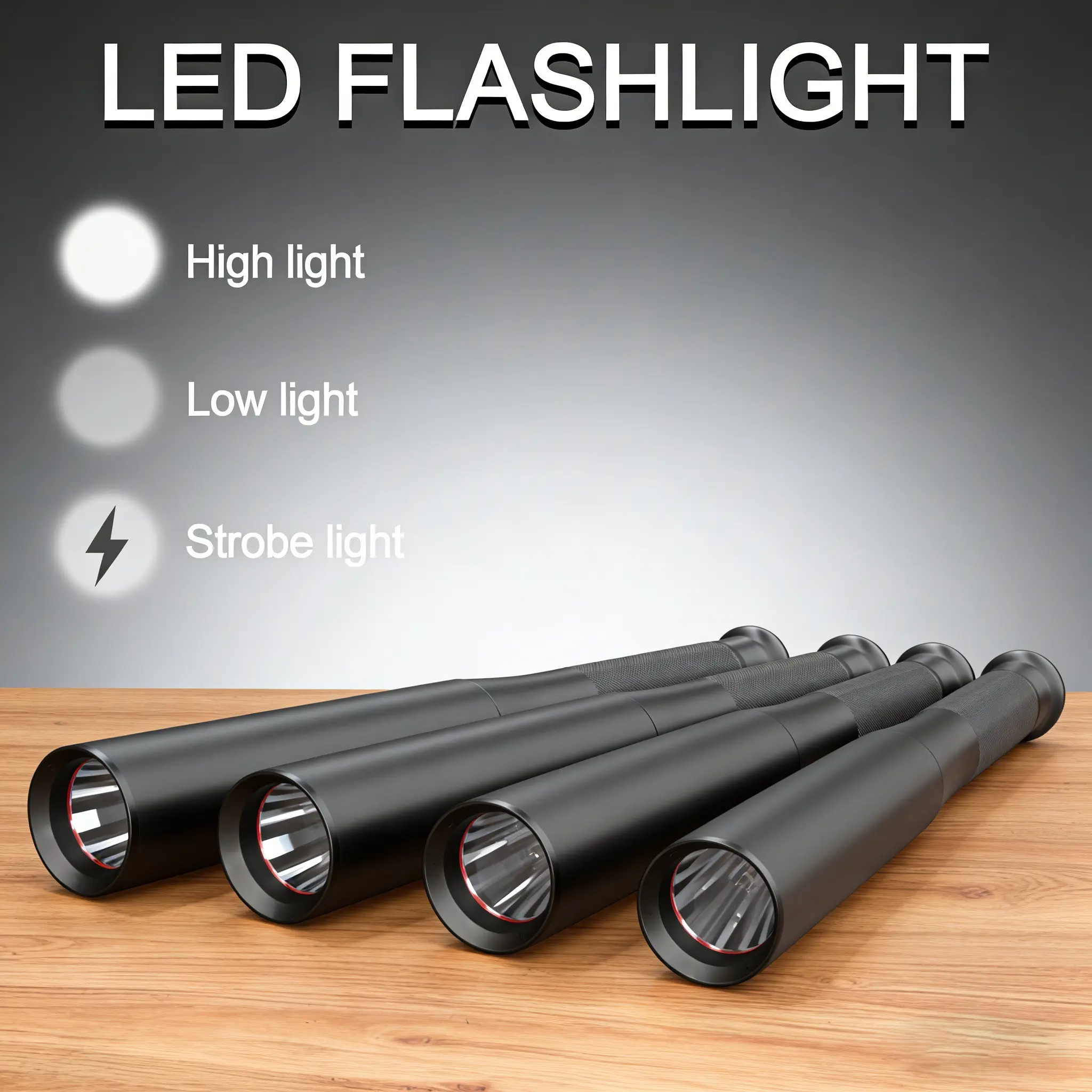 31cm/36cm/41cm LED Aluminum Alloy Flashlight, Handheld Flashlight, Handheld Torch, High Hardness, Three Modes Multi-Function High Brightness, Perfect Gift for Birthday Christmas Halloween Easter