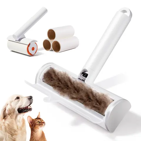 Pet Hair Removal Tool and Lint Roller Value Set, Extra Sticky Lint Remover and Reusable Dog Cat Hair Remover for Pet Hair Removal on Furniture, Couch, Carpet, Clothing, Bright White