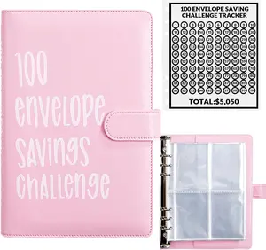 100 Envelope Challenge Binder, A5 Money Saving Budget Binder with Cash Envelopes & Numbered Tracker, Save $5,050 in 100 Days, Cash Stuffing Savings Planner Book, Budget Organizer, Practical Adult Gift & Useful Finance Gift