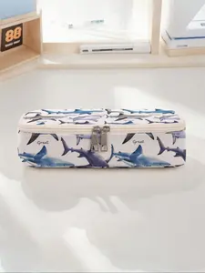 Shark Print Large Capacity Pencil Case, Pencil Pouch, Durable Multi-Functional Storage Bag, Portable Zipper Organizer for School Office Supplies, Student Accessories