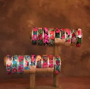 Live Reveal Embroidtale Hand-embroidered Bangles Ethnic Miao/ Hmong Crafted Silver-plated