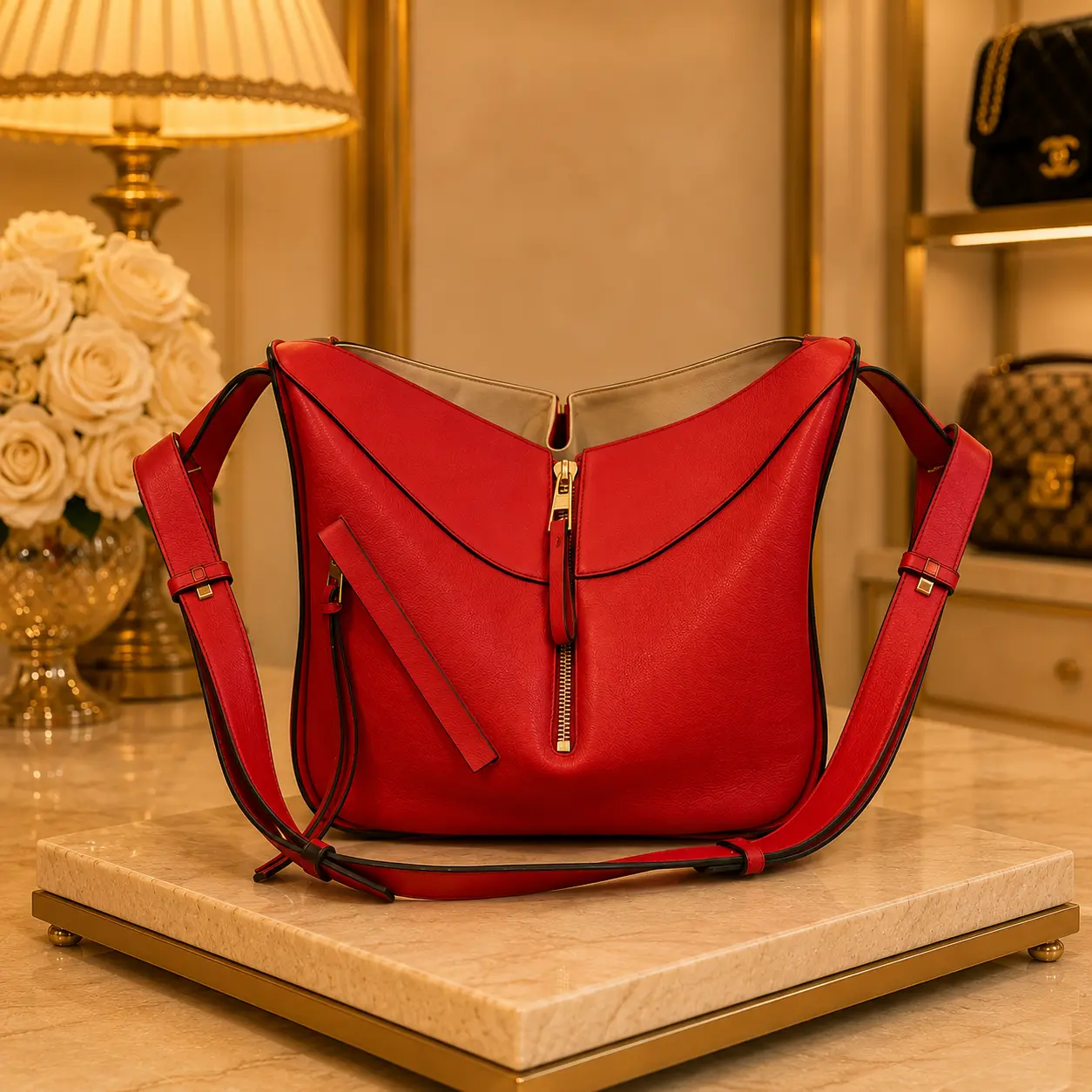 Pre-owned Loewe France Crossbody Bags Hammock Leather Shoulder Bag Red LA22928986