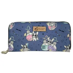 Blue Boba Frenchie Long Wallet