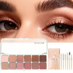 12 Color Nude Eyeshadow Palette With Brush Set Long Lasting Matte Makeup High Color Waterproof SweatProof Smooth No Fallout Eyeshadow Kit Suitable Beginner Cosmetic