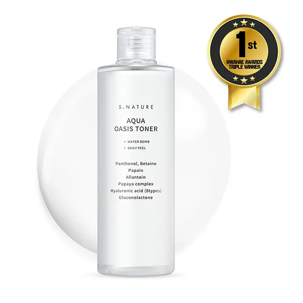 [S.NATURE] Aqua Oasis Toner 10.14 fl oz (300ml) | Intense Hydrating & Soothing Korean Facial Toner with PHA & Panthenol for Sensitive Skin, Calming Redness & Glass Skin Glow | Daily Skincare Gift