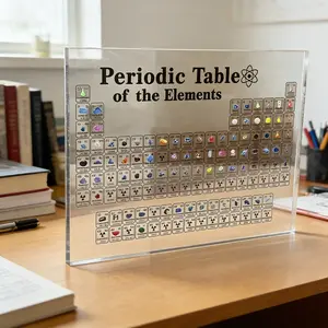 Acrylic Periodic Table Ornament, Home Office Decoration, Desktop Display Stand, Durable Acrylic Material, Perfect Gift for Chemistry Enthusiasts & Teachers