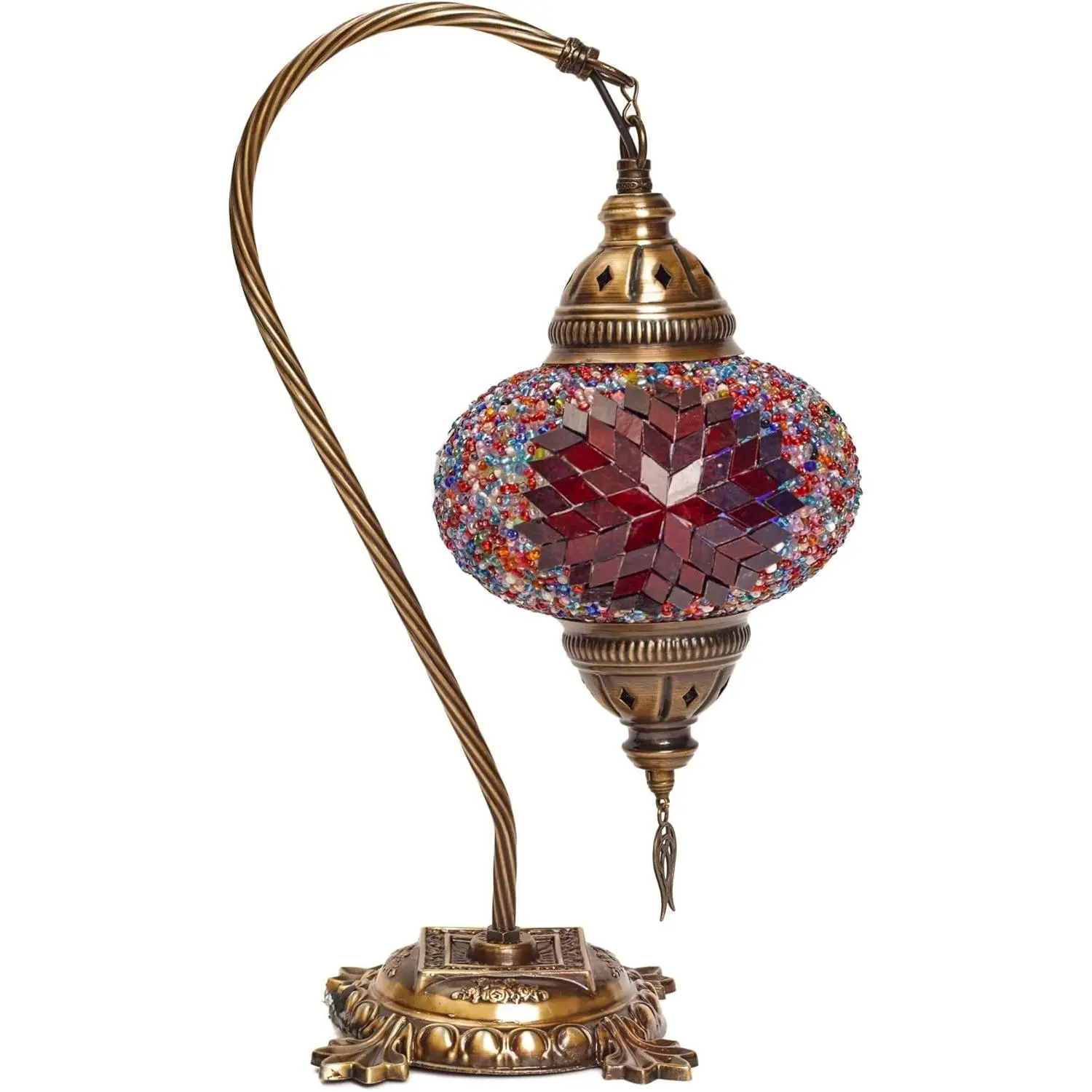 BIG SIZE SHADE Turkish Mosaic Table Lamp - Handcrafted Moroccan Lamp - Authentic Lighting for Home Decor - (Multicolored A3)