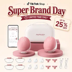 Momcozy  Breast Pump Hands Free Upgraded Mobile Flow | M9, App Discreet Control with Personalized Multi-Modes & 15 Levels, Wearable Breast Pump 24mm, 2 Pack Cozy Red