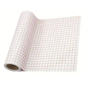 Transfer Tape for Vinyl, 1 Roll Red Alignment Grid Transfer Paper, Medium Tack Vinyl Transfer Tape for Home Wall & Door & Window, Tape Adhesive