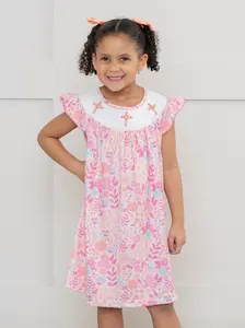 Shining Crosses Smocked Floral Dress