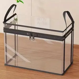 Large Clear Thick Plastic Storage Box with Hinged Lid, Heavy-Duty High-Capacity Durable Organizer, Ideal for Home, Camping, Moving S18