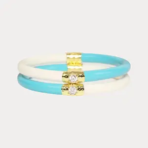 BUDHAGIRL- TURQUOISE/IVORY YIN & YANG ALL WEATHER BANGLES