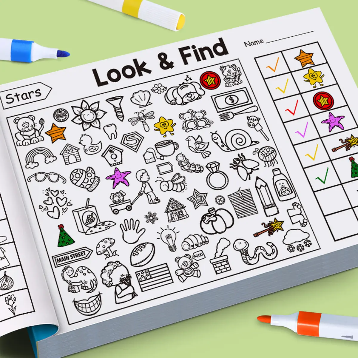 Interactive Look & Find Coloring Book (US & EU Safety Certified) Ages 3+ with 1000+ Objects & Pictures - Parent Activity, Memory & Focus Game, Cognitive Skills, Preschool/Kindergarten Learning, Christmas Gift, Flash Cards