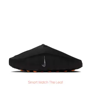 Black Thick-Soled Mule Slides, Orange Spherical Massage Outsole, Breathable Fabric Upper, Pre-Game Recovery Tech Slides