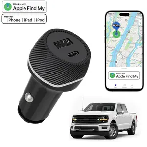 Car GPS Tracker & Charger with  Rechargeable Battery, GPS Tracker for Vehicles, Hidden Car Tracker for Safety Anti-Theft & Parking Location, for Family& Fleets, No Monthly Fee, No SIM, iOS Only