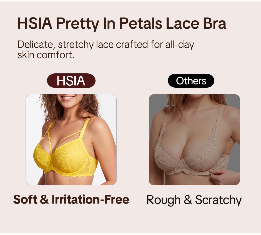 HSIA Pretty In Petals Sexy Unlined Lace Underwire Bra with Adjustable Straps for Women Plus Size Mesh Wings Non Padded Bra Full Coverage Minimizer Bra Lifting Support Daily Large Bust Bras Lightweight Comfort Brassiere Lingerie
