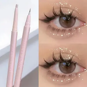 Dual-ended eyeliner and highlighter pencil, nude liquid contour and eye brightening stick, ultra-fine tip, beginner-friendly, long-lasting makeup effect, shimmery finish, suitable for all skin types, Eye makeup product